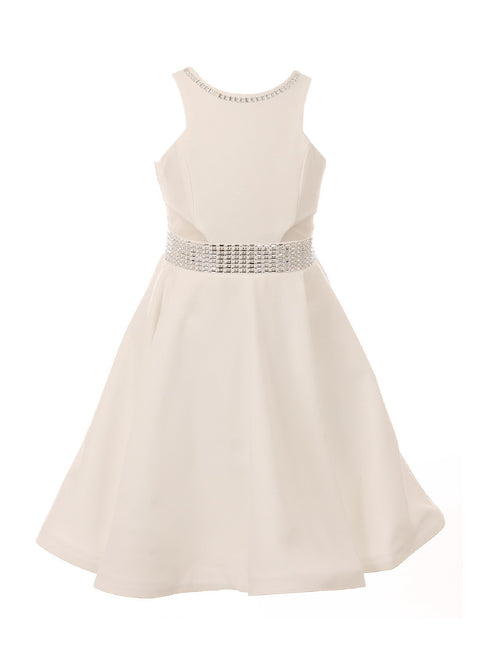 Cinderella Couture Big Girls Off White Studs Fitted Junior Bridesmaid Dress 8-16 - SophiasStyle.com